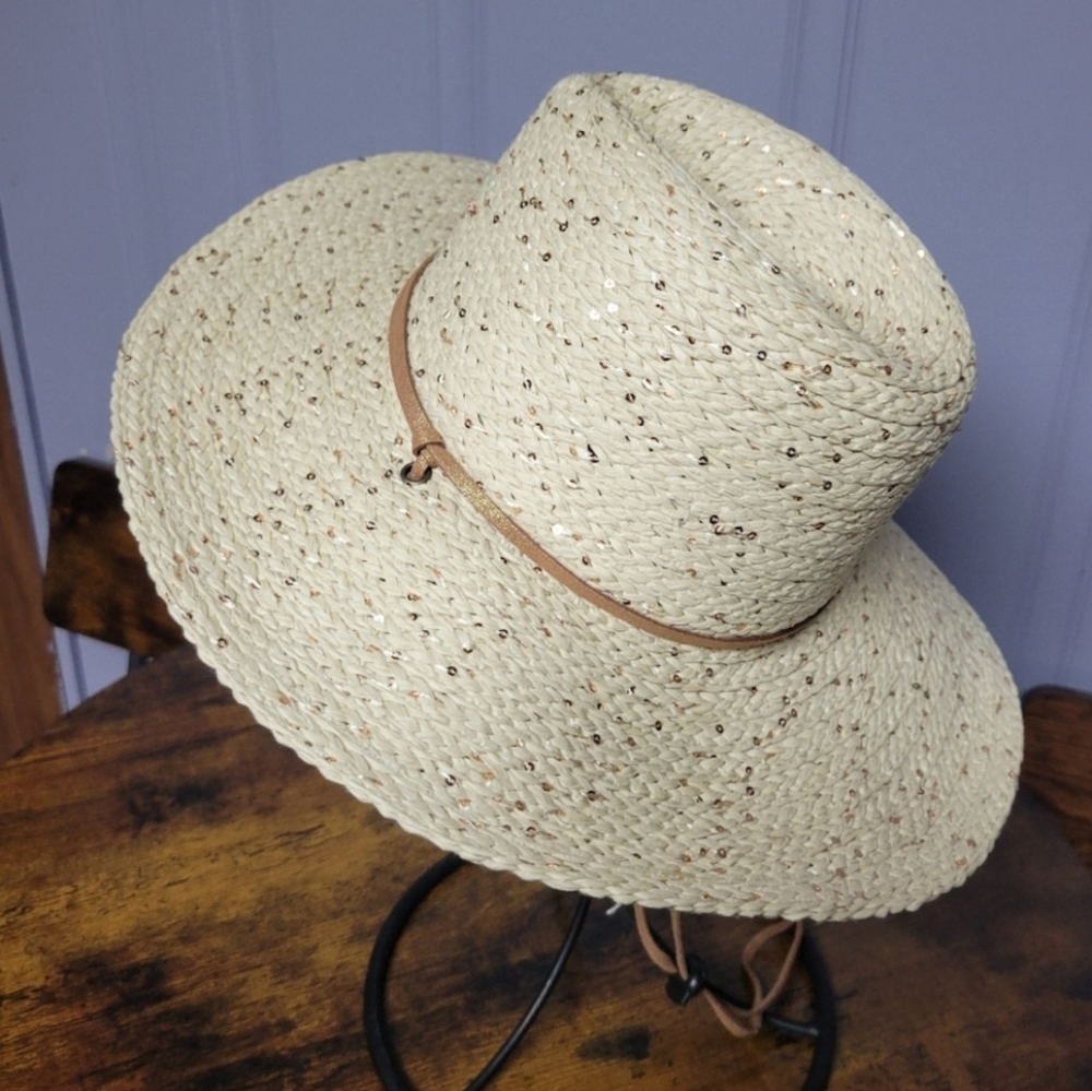 Womens capelli sparkle sunhat off white gold sequins